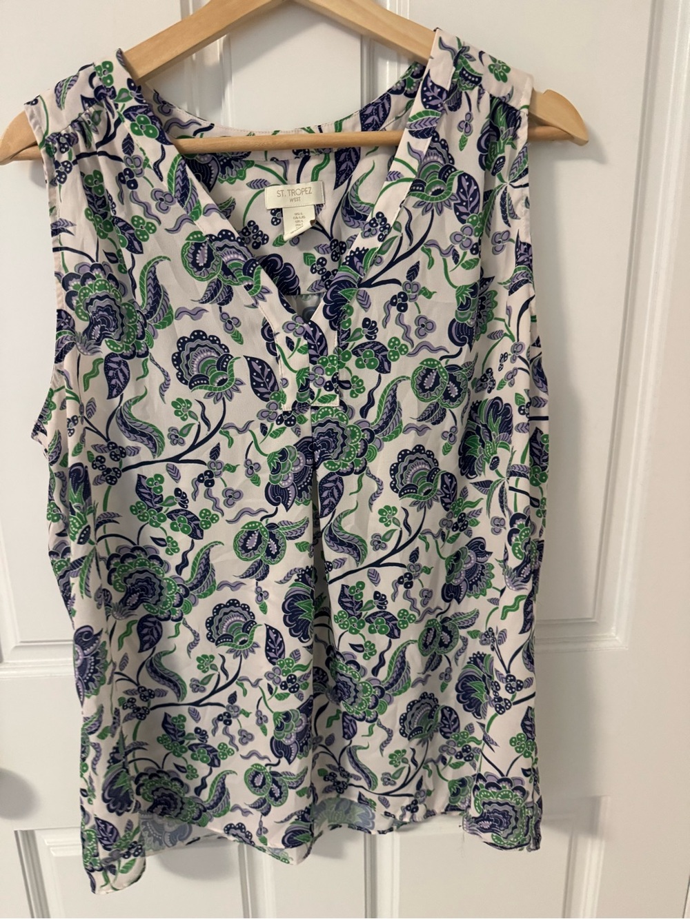 St. Tropez White Camisole with Blue & Green Floral Print